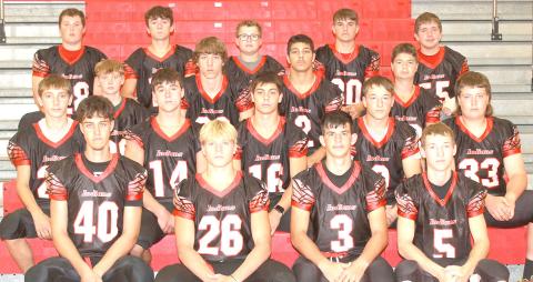 Members of the 2023 Pawnee City Football team are front, from left: Oscar Machini, Trey Marteney, Philip Layne, Justin Pierce. Second row: Dawson Wilkinson, Jett Farwell, Anthony Kling, Jesse McLaughlin, Hayden Binder. Third row: Kaminn Koester, Hunter Wake, Atreyu Kling, Tyler Tegtmeier. Back row: Aidan Petersen, Jaydon Johnson, Luke Hunzeker, Dylan Layne, Justin Baehr. Not pictured: Wyatt Blank, Head Coach Scott Brumbaugh, Asst. Coaches Mason Amundson, Shane Maloley and Ben Blecha.