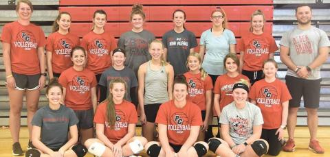 Members of the 2020 Pawnee City Volleyball team are front, from left: Reyana Tegtmeier, Madi Branek, Austin Branch, Reagan deKoning. S; Second row: Larissa Tegtmeier, Ashlynn Hartman, Sierra dekoning, Madi Fender, Emma Meints, Kailey Hartman; Third row: Head coach Lisa Blecha, Madison Lytle, Mallory Branek, Kenadie Schmutz, Hallye Friedly, Sara Weimers, Kennadi Benson, Assistant coach Spencer Zvacek;