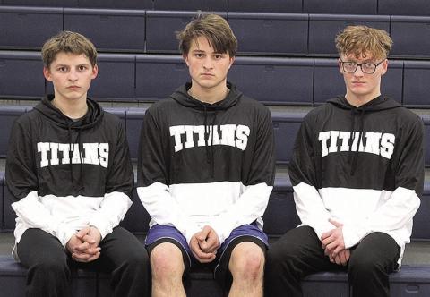 Members of the 2025-26 HTRS Wrestling Team are Wesley Pagnano, Tristan Pagnano, Liam Falder. Not pictured: Alex Dewberry