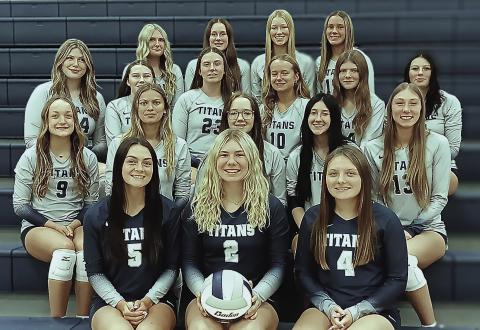 Members of the 2025 HTRS Volleyball team are front, from left: Lillian Bowen, Elie Bstandig, Madison Bredemeier. Second Row: Grayson Sherman, Chloe Shupp, Colby Hedden, Harlee Hardesty, Makena Dunlap. Third Row: Georgianna Melcher, Eden Duryea, PJ Howe, Eden Stewart, Emerson Bredemeier, Dasha Hunzeker. Fourth Row: Adilyn Nincehelser, Lexi Tichy, Bailee Schmit, Jazi Frey.
