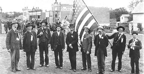 This patriotic photo shows BURCHARD Civil War veterans in Burchard looking ready to march on Decoration Day. Imagine if the man holding the flag were a former Confederate soldier, as happened in Table Rock every year. Photo shared by Jason Vetrovsky.