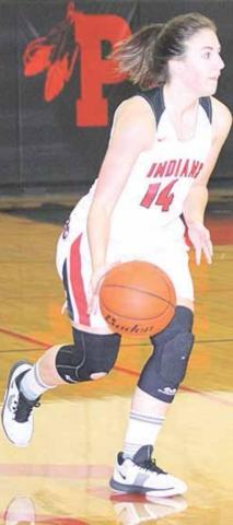 P.C’s Reyana Tegtmeier (#14) prepares to run the P.C. offense. She led the team in scoring with 12 points against Diller/Odell. Paula Jasa/Republican