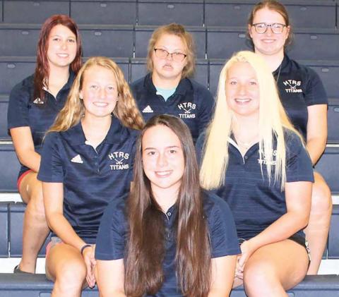 Members of the HTRS Girls Golf team are front: Tara Zimmerling. Middle Row: Gracie Shafer, Mikkayla Flynn. Back Row: Ricki Long, Libby Standerford, Lauren Ogle.