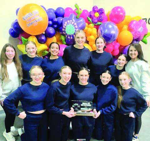 (Left to Right) Back Row: Coach Ronnie, Lorena Pagnano, Rayna Reyes, Georgianna Melcher, Lexus Tichy, Brooklyn Knox, Coach Taylor. Front Row: Colby Hedden, Makena Dunlap, Shayfer Cumro, Harlee Hardesty, Shyla Clark.