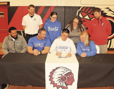 Front row left to right: Coach Jordon Johnson, Shane Maloley, Anthony Kling, and Jamie Maloley. Back row left to right: Hadley Sejkora, Logan Maloley, Nancy Tilton, and Mason Amundson.
