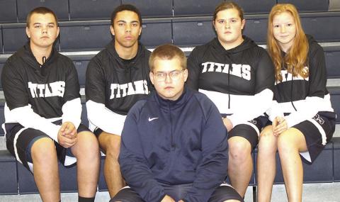 Members of the 2024-25 HTRS Wrestling Team are front row, River McNeely. Back row, from left: Justin Hoagland, Alex Dewberry, Ava Grimes, Shawnna Richey. Not pictured: Alyssa Askren.