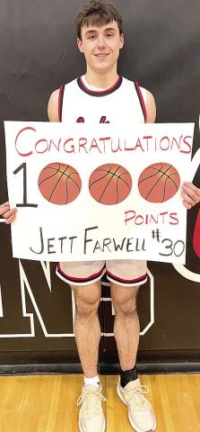 Pawnee City’s Jett Farwell hit the 1,000 point career mark last week for the Indians. Photo courtesy of Jamie Maloley
