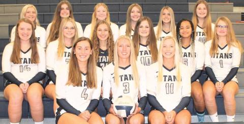 Members of the 2020 HTRS Volleyball team are front, from left: Natalie Novak, Abby Stalder, Katilyn Glathar. Second row: Ashton Bredemeier, Alyssa Howe, Ellie Schaardt, Jacey Leech, Gabby Siegel, Jaylyn Bohling. Back row: Jaylie McNealy, Lauren Schaardt, Hannah Koziol, KayLee Jeralds, Avery Dierberger, Maelynn Bittner.