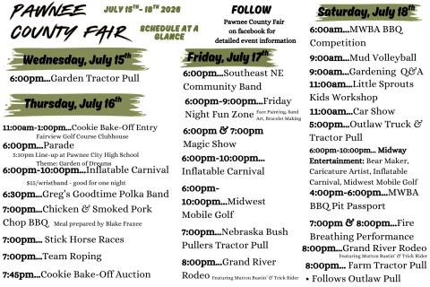 Be sure to clip and save this 'At a glance' fair schedule.