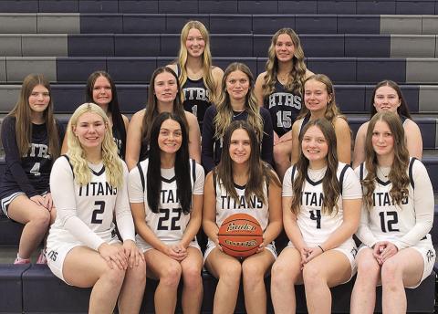 Members of the 2025-26 Humboldt Table Rock Steinauer Girls’ Basketball team are front, from left: Elie Bstandig, Lillian Bowen, Shayfer Cumro, Madison Bredemeier, Kennedi McClarnen. Middle row: Emerson Bredemeier, Kassidy Kanel, PJ Howe, Chloe Shupp, Eden Stewart, Eden Duyea. Back row: Bailee Schmit,Jazie Frey.