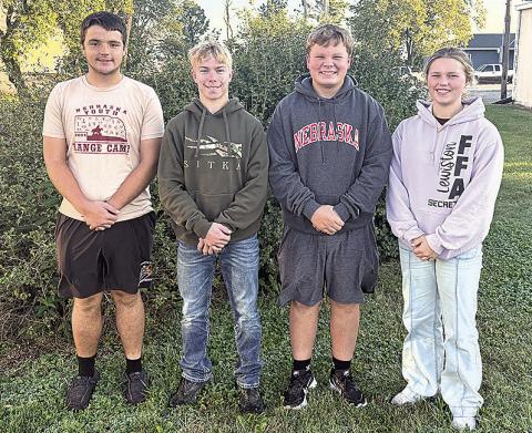 Lewiston’s 1st place Senior Division Range Judging Team. From left to right Axel Seeman, Evan Christen, Taven Borcher, Ayden Hunzeker. They will be competing at the state competition in Keya Paha County Wednesday (9/24)