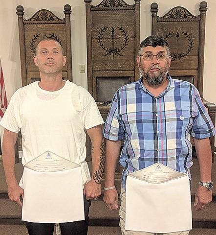 On Saturday, July 12, Pawnee Lodge #23 initiated two new members. Donnie Fisher and Russell Weeks were initiated as Entered Apprentice Masons, the first of three degrees in becoming a Mason. Both Donnie and Russell and their families live in Pawnee City and are active in the community. We are happy to welcome them into our Fraternity.