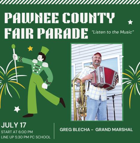 Greg Blecha is the Grand Marshal of the 2025 Pawnee County Fair Parade