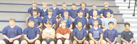 Members of the 2023 HTRS football team are front, from left: Clayton Howe, Dayton Eppens, Alex Koziol, Colt McClarnen, JJ McQueen, Alex Jurek, Matheus Nunes Valloto, Marco Hernandez. Second row: Hunter Bohling, Brennen Vaughan, Brogan Dunlap, Kiffen Hunzeker, Jon Koch, Emmett Glathar. Back row: Reed Shupp, Axton Wamsley, Darius Bohling, Kameon Dettmann, Colt Leech, Drayven Lamb, Kaleb Keeton, Jake Davis. Not pictured: Levi Koch.