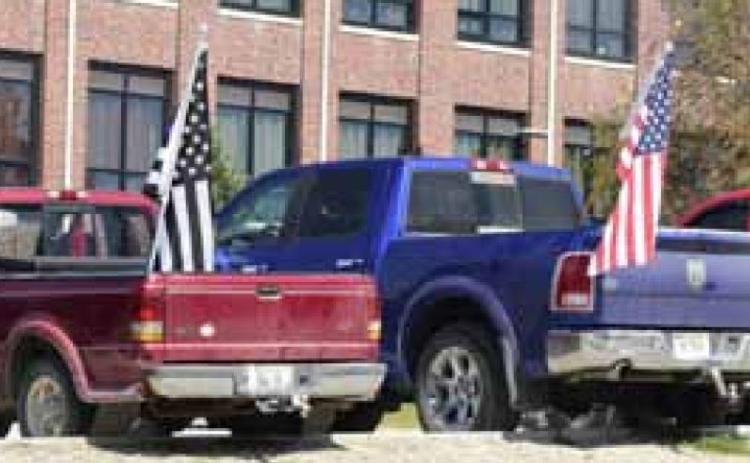 The flags at Pawnee City High School
