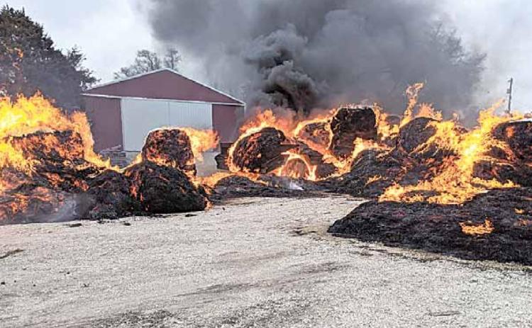 Hay bale fire Monday
