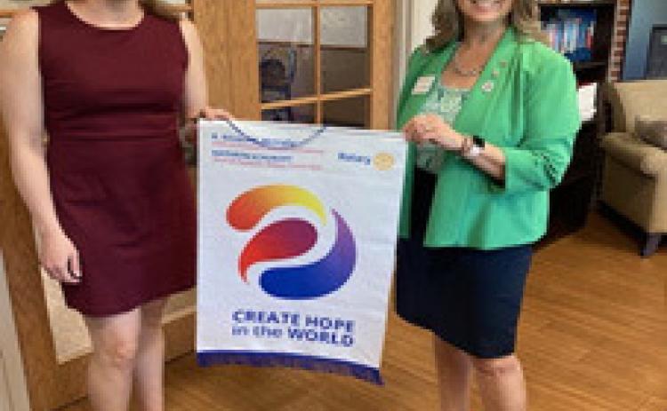 Emily Sisco, Rotary Club President (R) shown with District Governor, Rotary District 5650 Kathryn Schubert