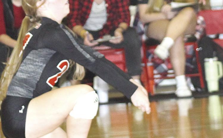 Paula Jasa/Republican P.C.’s Cara Pierce sends a serve receive pass to the front row against Southern last Tuesday night.
