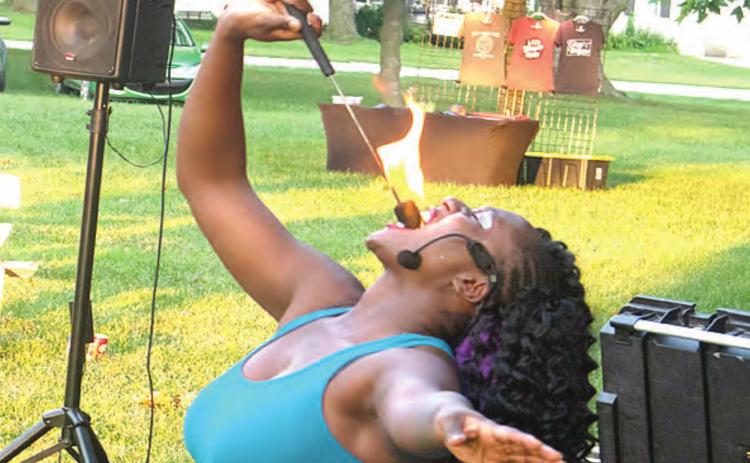 Martika, the side show performer at Table Rock Saturday. Ray Kappel/Republican