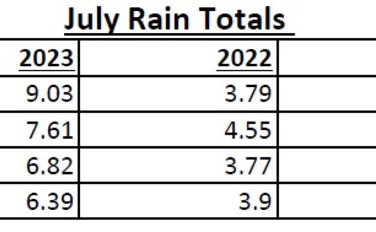 July Rain Totals