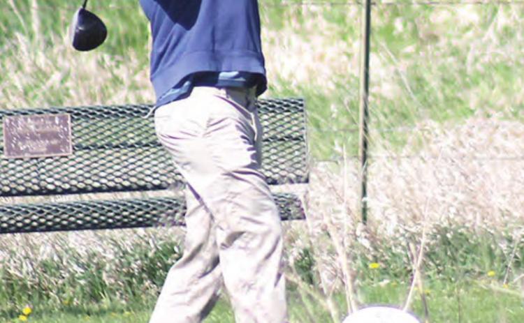 HTRS/P.C.’s Andrew Stalder watches his drive fly on the #6 tee box at Kirkman’s Lakeview Golf Course. Paula Jasa/Republican
