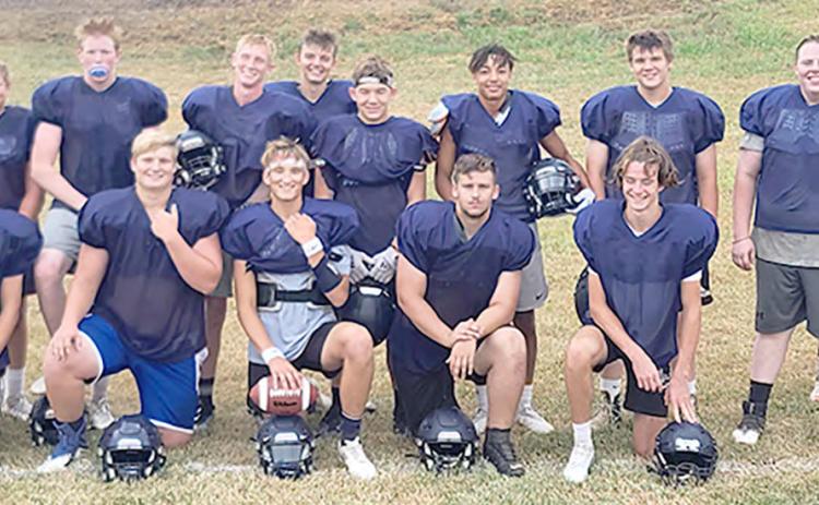 Members of the 2022 HTRS football team are front, from left: Peio Uribe-Rodriguez, Ryken Davis, Brandt Leech, Ty Faulks, Arthur Penisson. Back row: Jon Koch, Hunter Bohling, Emmett Glathar, Colt McClarnen, Brogan Dunlap, Brennen Vaughan, Alex Koziol, JJ McQueen, Dayton Eppens, Levi Koch, River McNeely, Carson Refsdal, Kiffen Hunzeker. Not pictured: Clayton Howe, Jon Church.