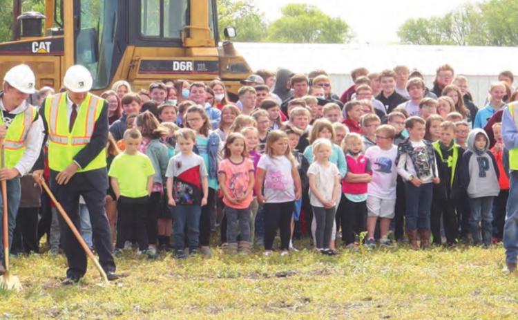 Lewiston Consolidatded Schools held a groundbreaking for its new $1.5 million track Monday. Ray Kappel/Republican