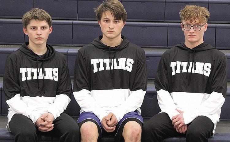 Members of the 2025-26 HTRS Wrestling Team are Wesley Pagnano, Tristan Pagnano, Liam Falder. Not pictured: Alex Dewberry