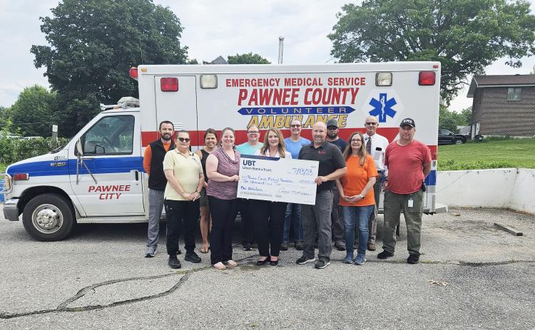 Union Bank & Trust Presents Pawnee County Medical Foundation With a $10,000 Check To Be Used For a New Ambulance