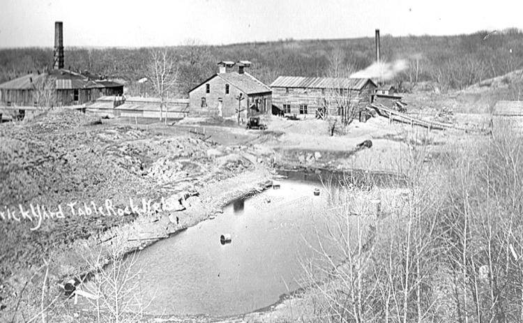 Above: One of the Table Rock brick factories, from which Beck’s brick presumably came. The two brick works had been combined; this is the larger “upper” brick factory south of town. At their height, they shipped out 10 million bricks a year. Photo is undated.