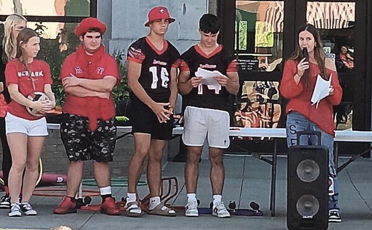 Seniors each gave a line announcing the Pep Rally