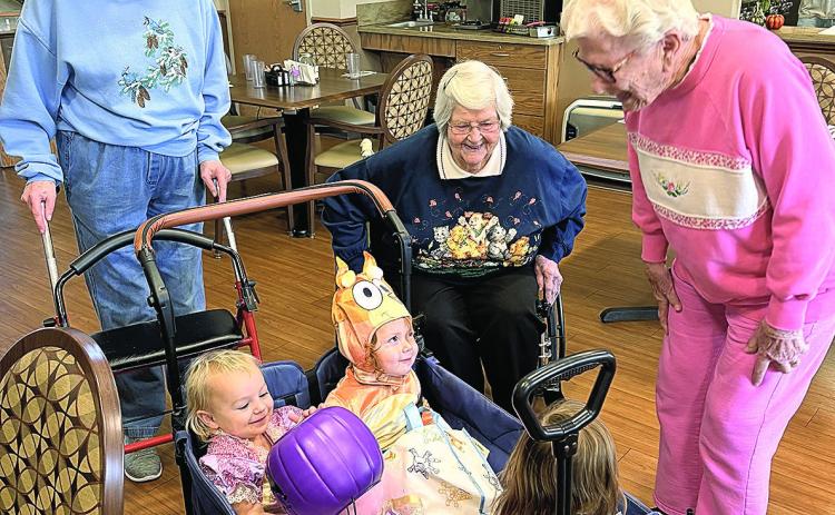 Since Pawnee City Assisted Living in right next door to Sweet Second Hone Child Care it was an easy carriage ride to go Trick-Or-Treating On Halloween