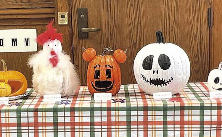 Kohen Vetrovsky “Hungry Pumpkin” – 1st place 7th-12th Grade Division Teagan Turnbull “Chicken” – 2nd place 7th-12th Grade Division Sput Turnbull “Mickey Mouse” – 1st place Young at Heart Adult Division Madison Plager “Jack” – 3rd place Young at Heart Adult Division Erin Plager “Jack” – 2nd place Young at Heart Adult Division Everyone received Coupons for Ice Cream at Scoops inside HealthFirst Pharmacy. Pictured Left to Right:
