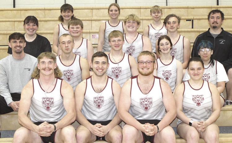 Members of the 2024 Lewiston Track team are front, from left: Tristen Ray, Brady Bledsaw, Jaxon Janssen, Charidise Minzel. Second row: Head Coach Kohlton Gabehart, Kaden Wagner, Everett Bohling, Kierstin Rehrs, Delia Quintana. Third row: Coach Megan Voorhis, Taven Borcher, Brody Wright, Tristen Wagner, Coach Alex Callan. Back row: Cashton Steinacher, Justice Currie, Evan Christen, Not pictured: Madeline Janssen.