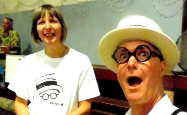 Marcia Borcher, president of PCPN, with pianist Marty Mincer at the last movie night, in 2018.