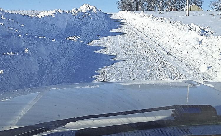 Driving on a plowed Pawnee County road (710th Trail), north of Prairie Hill Sports Complex in Pawnee City.