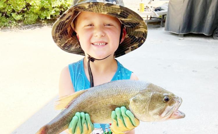 Easton Wempe caught a large mouth bass