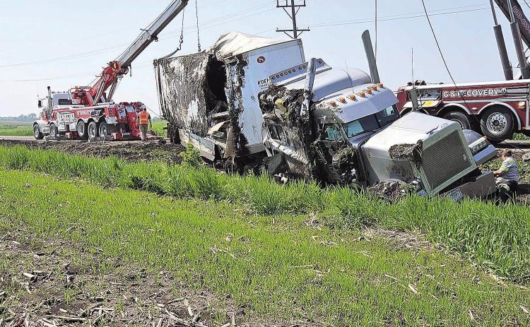 Semi overturned
