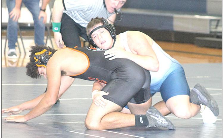 HTRS/P.C.’s Aiden Worthey (right) had an exciting match against Falls City’s Thomas Fields last Monday night. Worthey won in a sudden victory match, 7-5. Paula Jasa/Republican