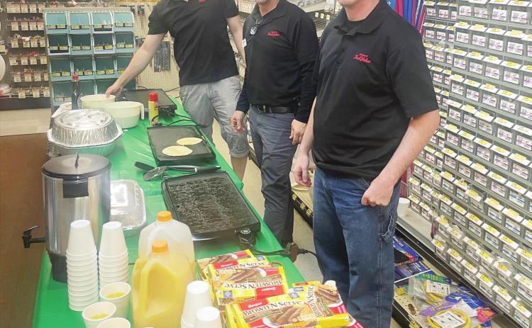 Ray Kappel/Republican This is the pancake and sausage crew at True Value Hardware. They were popular as usual at the Festival.