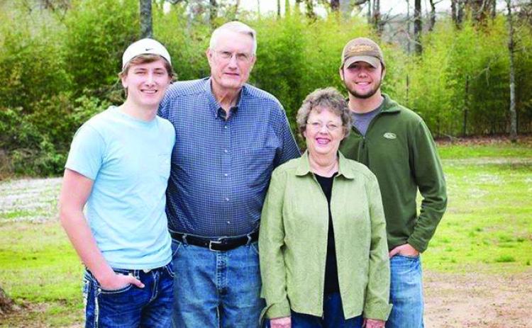 In 2016, Wayne Knippelmeyer with wife Marilyn and grandsons Colton and Logan. Wayne is descended from William and Anna Maria Reuter Muller.