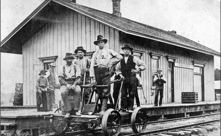 The Table Rock Depot in 1876, the year that C. W. Chambers became the depot agent. He was 23 years old. Chambers is the gent labeled as #3. #1 is Ed Ryan, who was a section chief, and #2 is Nick Goodenkauf. No one else is identified. This photograph is displayed in the Table Rock Train Museum. You can get a tour of that and other museums by calling Suzanne Ellis, 816-853-2442.