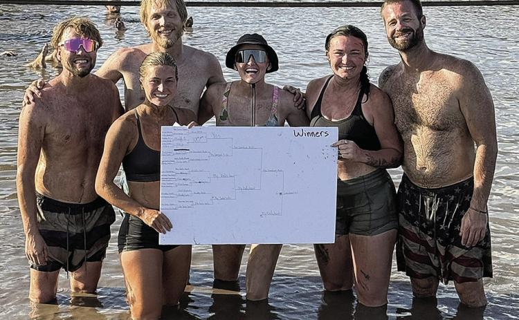 1st place – Comeback Kids Left to right: Seth Nickolaison, Joe Kardisco, Emily Strong, Kaci Hohenthaner, Brent Walker, and Jamie Hard (front) Photo courtesy of Brittany Sunneberg
