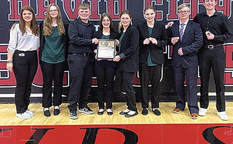 Speech Group - (left to right) Lillian Gray, Vivienne Johnsen, Taven Borcher, Kierstin Rehrs, Ayden Hunzeker, Sara Wiles, Camden Swendener, Cooper Swendener