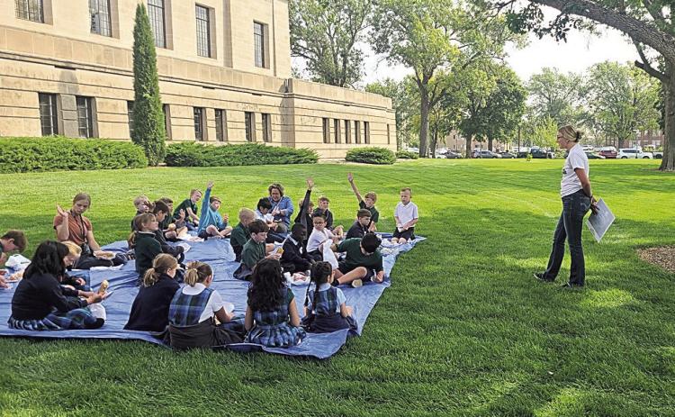 The Ag Sack Lunch Program’s Ag Ambassadors meet with the students and present educational information on the Nebraska Agriculture industry.