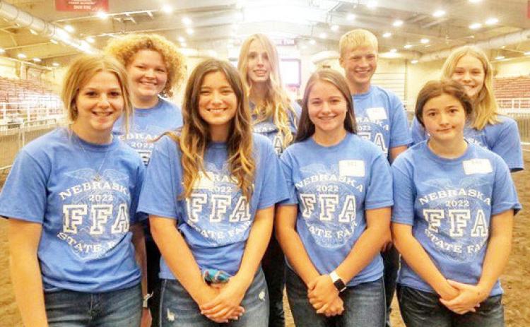 Lewiston FFA State Dairy Judging Team: Back row: Addison Jarred, Ashlynn Anderson, Everett Bohling, Emma de Koning. Front row: DeLanye Currie, Jaqueline Mullins, Leah Christen, Megan Zoch.