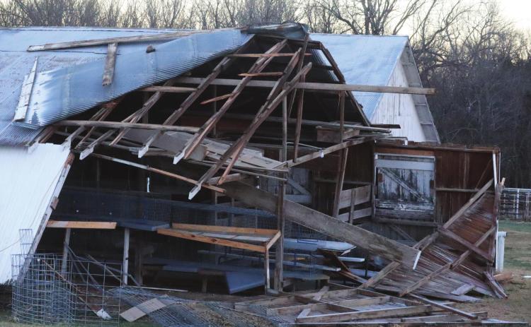 The rabbit and poultry barn at the fairgrounds was destroyed. Ray Kappel/Republican