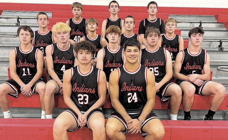 Members of the 2025-26 Pawnee City Boys’ Basketball team are front, from left: Tyler Tegtmeier, Atreyu Kling. Second row: Braydon Frakes, Payton Rose, Colin Fender, Justin Baehr, Jordan Wernimont. Third row: Liam Glathar, Jaiden Howard, Maverick Glathar, Ryan Plager. Back row: Derrick Porter, Drake Wilkinson, Paxton Binder.