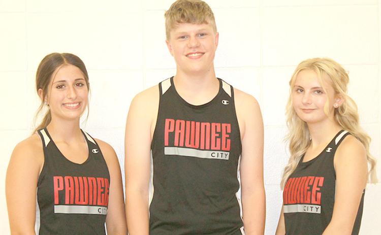 Members of the Pawnee City Cross Country team are from left: Morgann Friedly, Cael Johnson and Anna Koster.