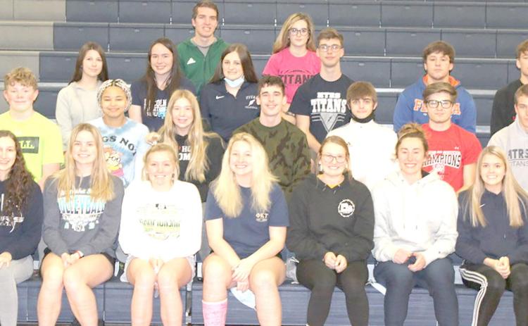 Members of the 2021 Humboldt Table Rock Steinauer Track team are front, from left: Ellie Schaardt, Aly Howe, Jaylie McNealy, Mikkayla Flynn, Gracie Shafer, Natalie Novak, Avery Dierberger. Second row: Clayton Howe, Gabby Siegel, Hannah Koziol, William Taylor, Ethan Dierberger, Jayden McNealy, Will Stalder. Third row: Ricki Long, Tara Zimmerling, Jacey Leech, Liam Sieber, Aiden Worthey, Brandt Leech. Back row: Joe Stalder and Jill Fankhauser. Not pictured: Jaylyn Bohling, MaeLynn Bittner and JJ McQueen.